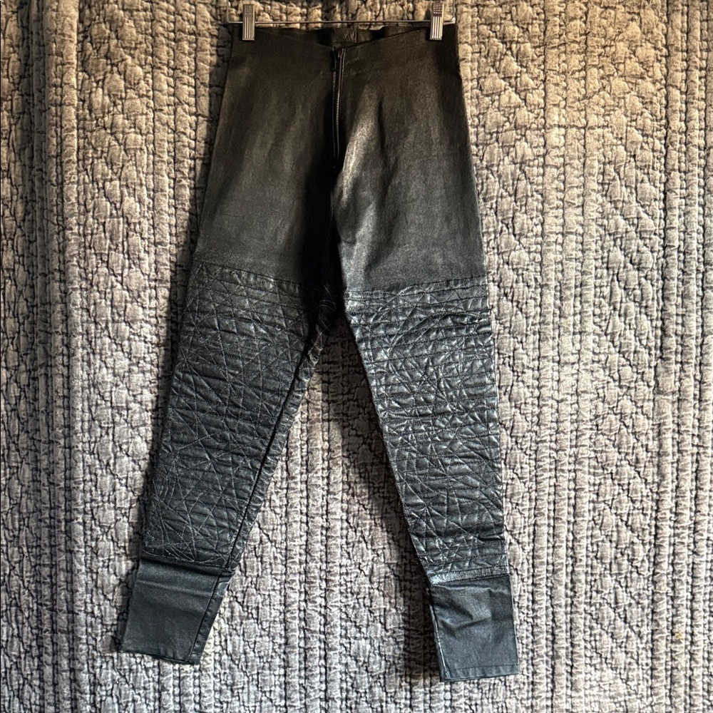 Black Quilted Skinny Leather Pants from EMD Haute Couture Collection